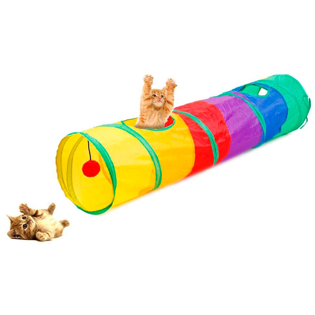 Túnel Pet Para Gato Diversão Labirinto Interativo Cachorro Cão Brinquedo Pet Colorido 125cm x25 - 2