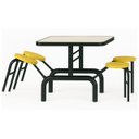 Ver imagem 6 de Mesa para Refeitório Escamoteável 04 Lugares Mdp Branco de 25 Mm - Assento Amarelo - 50403