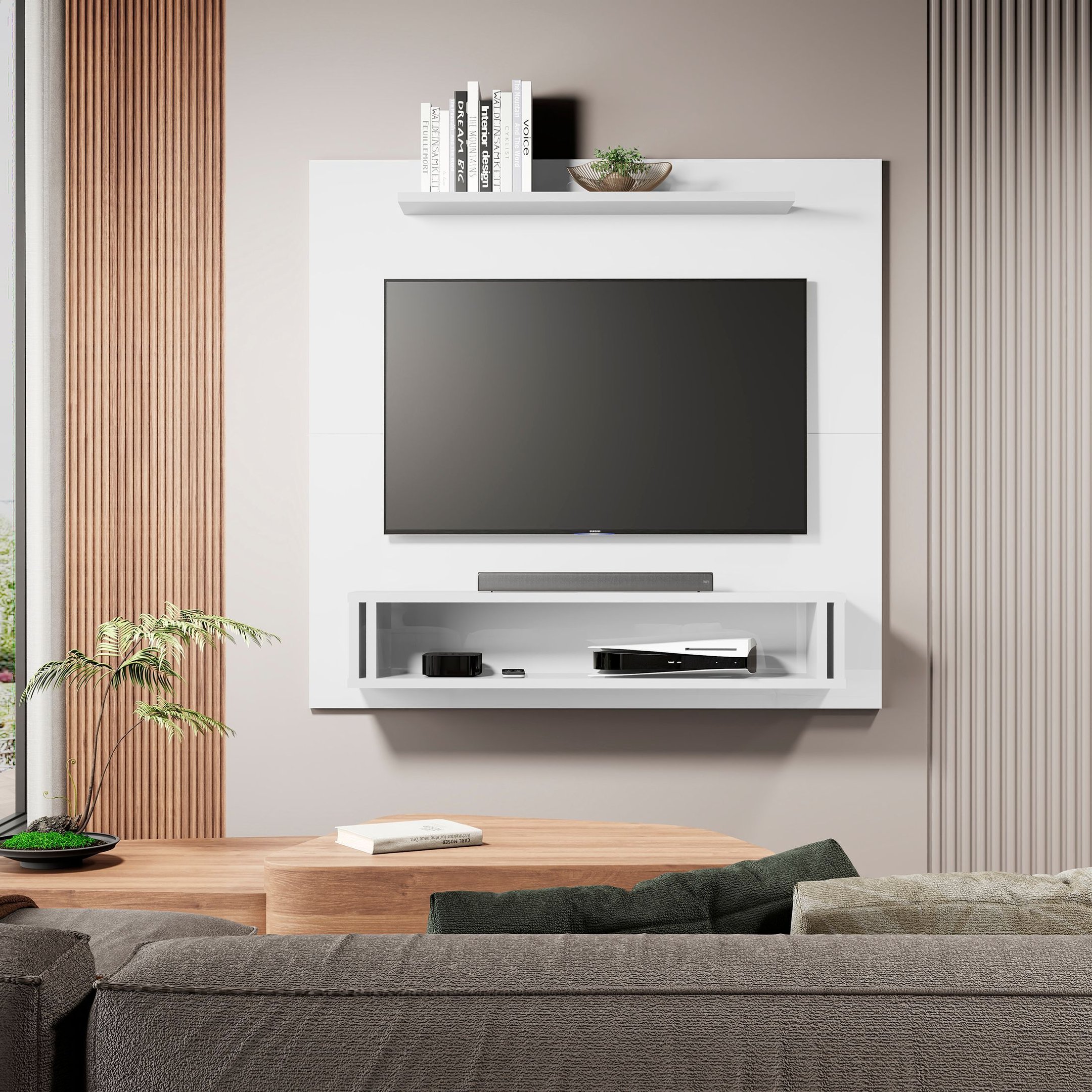 Painel Europa Tv 32 Polegadas Pequeno Quarto Suspenso Sala Rack Cor Branco