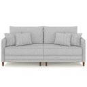 Ver imagem 5 de Sofá 3 Lugares Living 192cm Pé Madeira Zoe Linho Cinza Claro Z08 - Mpozenato