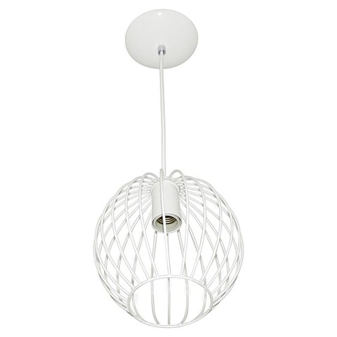 Lustre Pendente Esfera Bola Branco 18x19 cm Sala Quarto