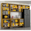 Ver imagem 3 de Cozinha Eduarda 4 Peças Portas Reflecta com LED - CHF Móveis:Cinamomo/Off White