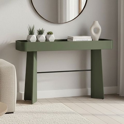 Aparador para Sala de Estar 136cm com Travessa em Metal Estrutura 100% MDF Bend Verde/Musgo/Preto