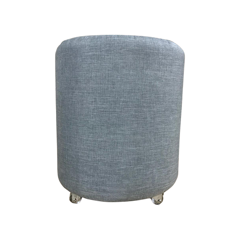 Puff Redondo Não É Segredo Linho Cinza Rodinha 40x45 Nspr02l-r