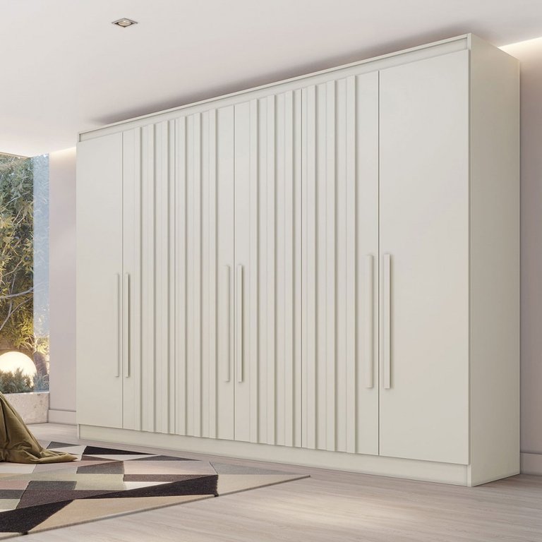 Guarda-roupa Oxford 6 Portas 6 Gavetas com Ripado 100% Mdf Off White - Mademarques Guarda-roupa Oxford 6 Portas 6 Gavetas com Ripado 100% Mdf Off White - Mademarques