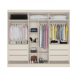 Guarda-roupa Oxford 6 Portas 6 Gavetas com Ripado 100% Mdf Off White - Mademarques - 3