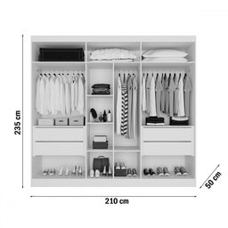 Guarda-roupa Oxford 6 Portas 6 Gavetas com Ripado 100% Mdf Off White - Mademarques - 4