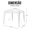 Gazebo 2.4m x 2.4m Jardim Festas Eventos Toldo Montagem Fácil Resistente Poliéster Espaço Versátil S - 2