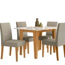 Ver imagem 1 de Sala de Jantar Kate 120x90 Tampo com Vidro 4 Cadeiras Josi Poliman Móveis