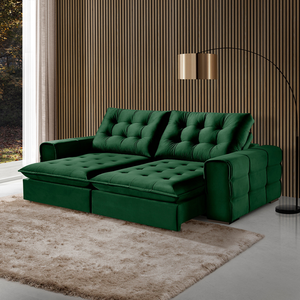 Sofá 180 Galliano Retrátil Reclinável Conforto Sofisticação:verde