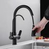 Torneira Cozinha Gourmet Preta Extensível Bica Dupla Filtro - 3