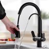 Torneira Cozinha Gourmet Preta Extensível Bica Dupla Filtro - 5