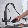 Torneira Cozinha Gourmet Preta Extensível Bica Dupla Filtro - 4