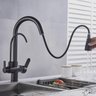 Torneira Cozinha Gourmet Preta Extensível Bica Dupla Filtro - 7
