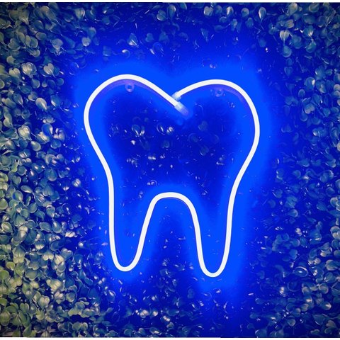 Luminária Parede Dente Neon Led Azul