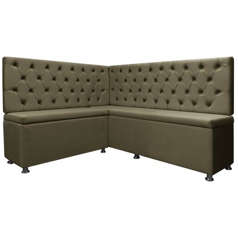 Kit Canto Alemão 4 Lugares com Baú e Capitonê Veludo Marrom 1,25x1,60m Sofa Store