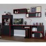 Conjunto Gamer Pixel Armário Alto e Baixo, 2 Nichos Suspenso e Mesa para Computador Preto/Vermelho - - 2