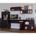 Ver imagem 2 de Conjunto Gamer Pixel Armário Alto e Baixo, 2 Nichos Suspenso e Mesa para Computador Preto/Vermelho -