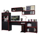 Ver imagem 1 de Conjunto Gamer Pixel Armário Alto e Baixo, 2 Nichos Suspenso e Mesa para Computador Preto/Vermelho -