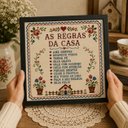 Ver imagem 2 de Quadro As Regras da Casa 33x33cm Mold Preta Vidro