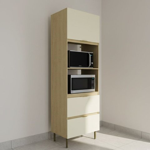 Torre Quente 70cm para Forno e Micro-Ondas com 2 Portas Basculantes e 1 Gaveta TM1240 Nanda Bege/Nature/Arenas