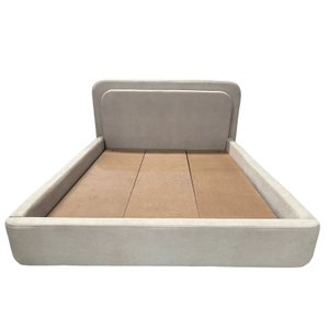 Cama Casal Paris Estofada Tamanho King Tecido Boucle Bege