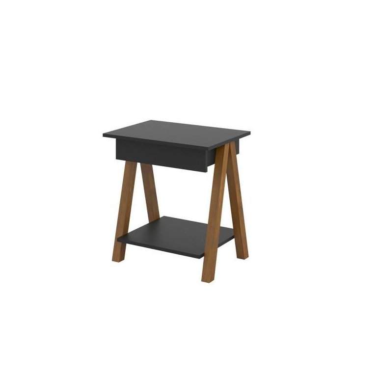 Mesa de Cabeceira 1 Gaveta Integra Finger Amadeirado/preto