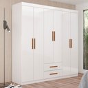 Ver imagem 1 de Guarda-roupa Solteiro Regalle 6 Portas 2 Gavetas Branco - Pnr Móveis
