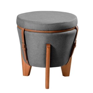 Kit 2 Puffs Decorativo Baú Flex Tampo para Mesa Centro Linho
