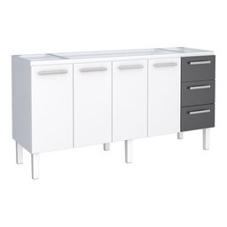 Gabinete de Cozinha para Pia 180 em Aço Vênus 3 Gavetas Branco/preto - Cozimax - 1