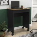 Ver imagem 2 de Escrivaninha Compacta Notebook 0,70 Preto/freijo com Rodízios e Gaveta