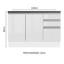 Ver imagem 3 de Balcão de Pia Cozinha 100% MDF 120 cm 3 Portas e 2 Gavetas Branco Acordes Madesa