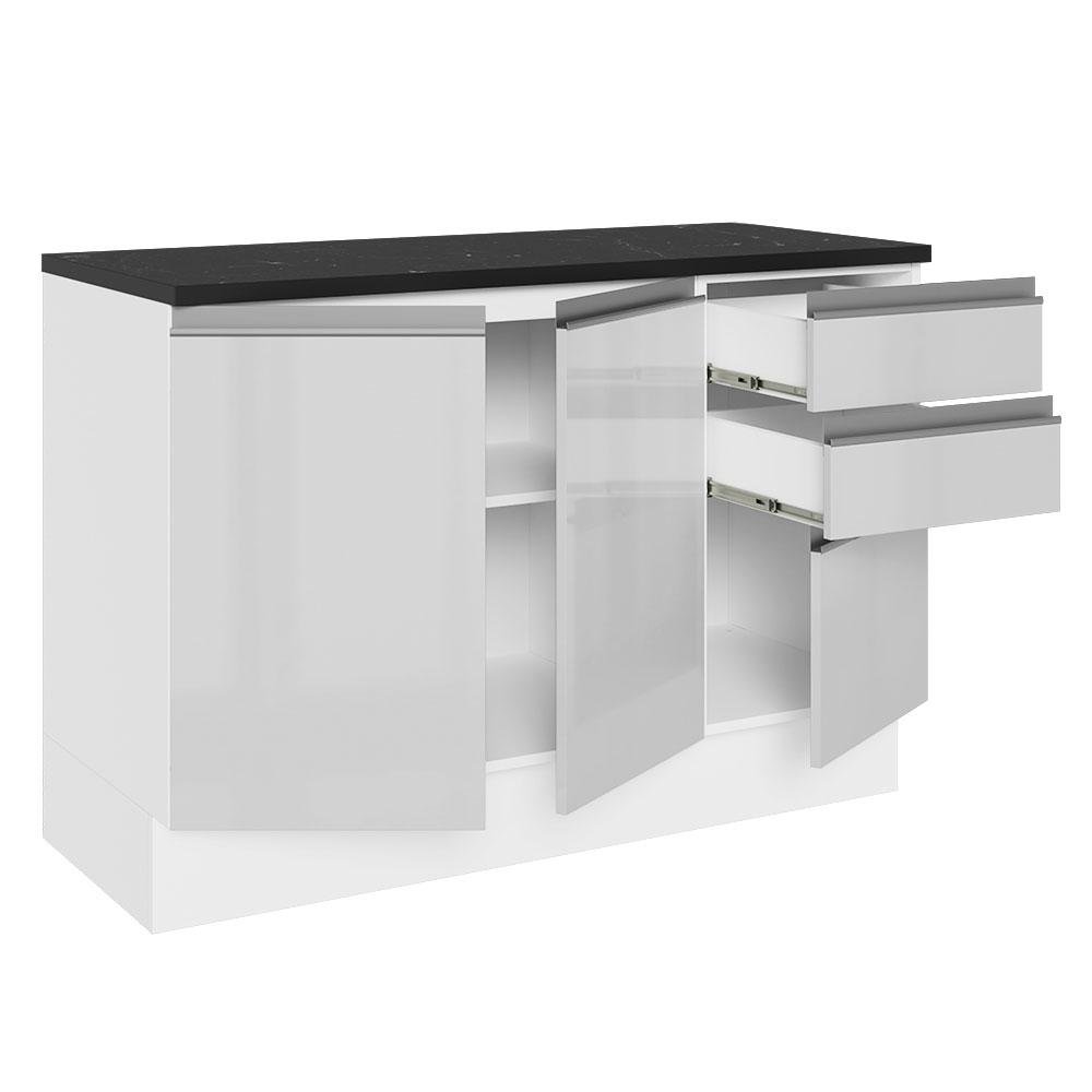 Balcão de Pia Cozinha 100% MDF 120 cm 3 Portas e 2 Gavetas Branco Acordes Madesa - 5