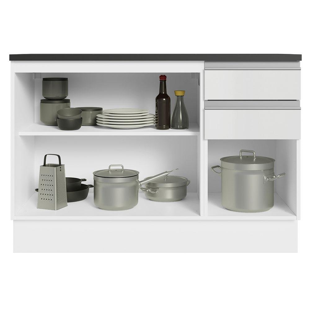 Balcão de Pia Cozinha 100% MDF 120 cm 3 Portas e 2 Gavetas Branco Acordes Madesa - 4