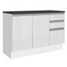 Balcão de Pia Cozinha 100% MDF 120 cm 3 Portas e 2 Gavetas Branco Acordes Madesa - 2