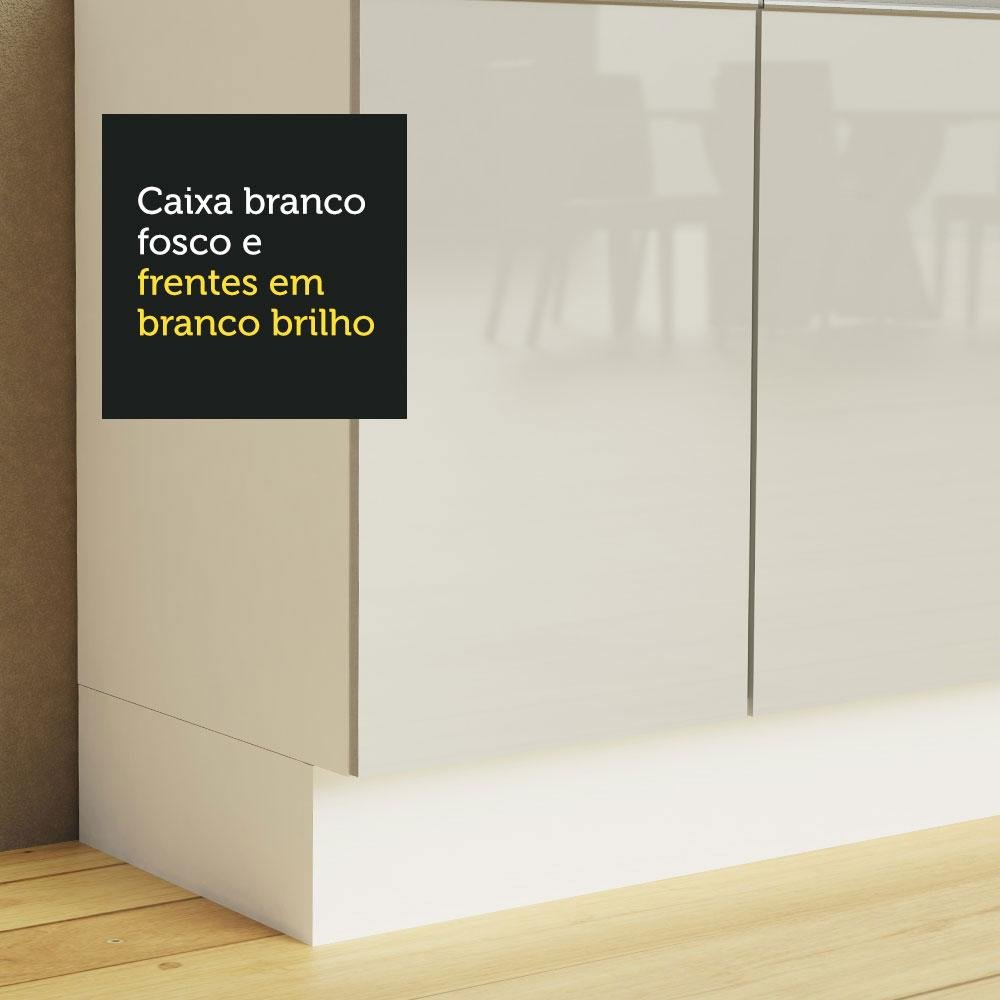 Balcão de Pia Cozinha 100% MDF 120 cm 3 Portas e 2 Gavetas Branco Acordes Madesa - 8