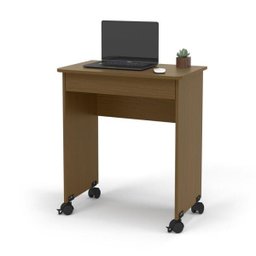 Escrivaninha Compacta Notebook com Gaveta e Rodinhas Cor Freijó - 1