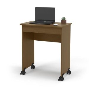Escrivaninha Compacta Notebook com Gaveta e Rodinhas Cor Freijó