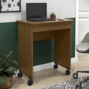 Ver imagem 2 de Escrivaninha Compacta Notebook com Gaveta e Rodinhas Cor Freijó