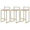 Ver imagem 1 de Kit 3 Banquetas Decorativa Jasmine Base Gold Veludo Bege - Gran Belo