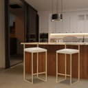 Ver imagem 5 de Kit 3 Banquetas Decorativa Jasmine Base Gold Veludo Bege - Gran Belo