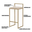 Ver imagem 3 de Kit 3 Banquetas Decorativa Jasmine Base Gold Veludo Bege - Gran Belo