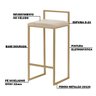 Kit 3 Banquetas Decorativa Jasmine Base Gold Veludo Bege - Gran Belo - 3
