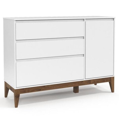 Cômoda Infantil Nature Clean com Porta Matic Branco Eco Wood