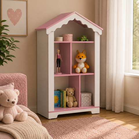 Estante Casinha de Princesa Infantil - Branca/Rosa - Ofertamo