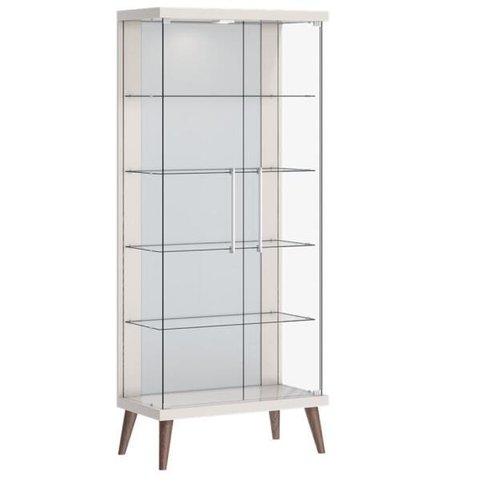 Cristaleira Tifanny Imcal com LED Off White 22811 Pé Retro