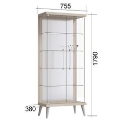 Cristaleira Tifanny Imcal com LED Off White 22811 Pé Retro - 4