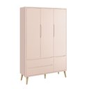 Ver imagem 2 de Dormitório Completo Infantil Theo 3 Portas, Cômoda 6 Gavetas e Berço Rosa Fosco com Pés Madeira Natu