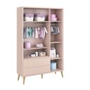 Ver imagem 3 de Dormitório Completo Infantil Theo 3 Portas, Cômoda 6 Gavetas e Berço Rosa Fosco com Pés Madeira Natu
