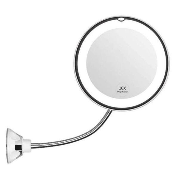 Espelho 17cm Masterpro Aumento 5x LED Flexível com Ventosa Pilhas AAA 360º - 3